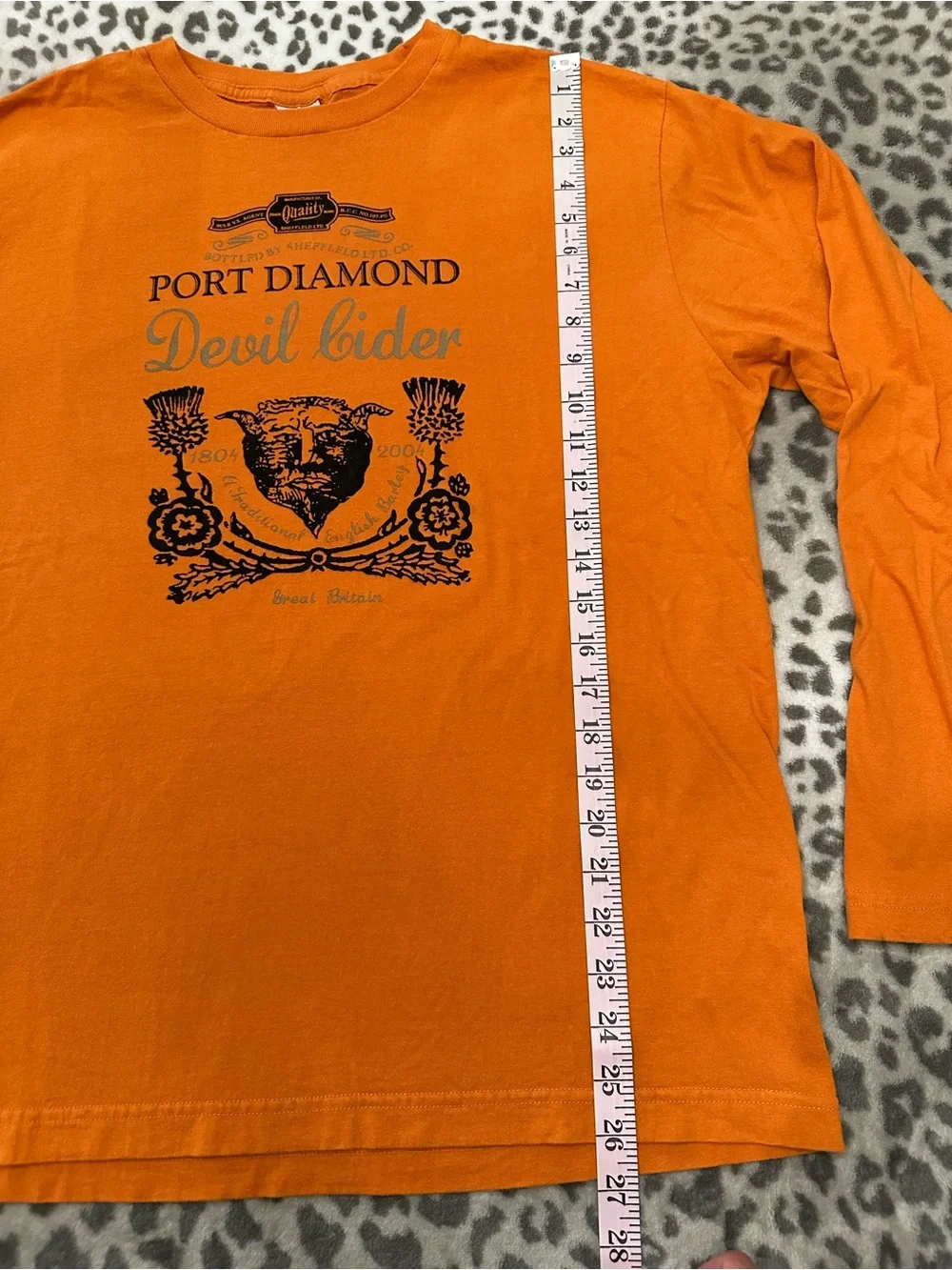 Y2K Old Navy Graphic Long Sleeve T-Shirt in Orange Size Large Men’s